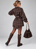 Casual Plaid Shirt Mini Dress