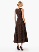 Elegant 3D Floral Lace Sleeveless Midi Dress