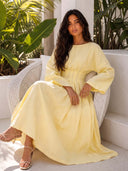 Elegant Pleated Long Sleeve Pocket Maxi Dress