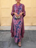 Retro Tie Dye Satin Sleeveless Maxi Dress Two Piece Set