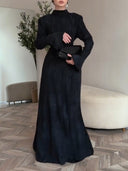 Elegant Stand Collar Long Sleeve Top & Pant Two-Piece Set