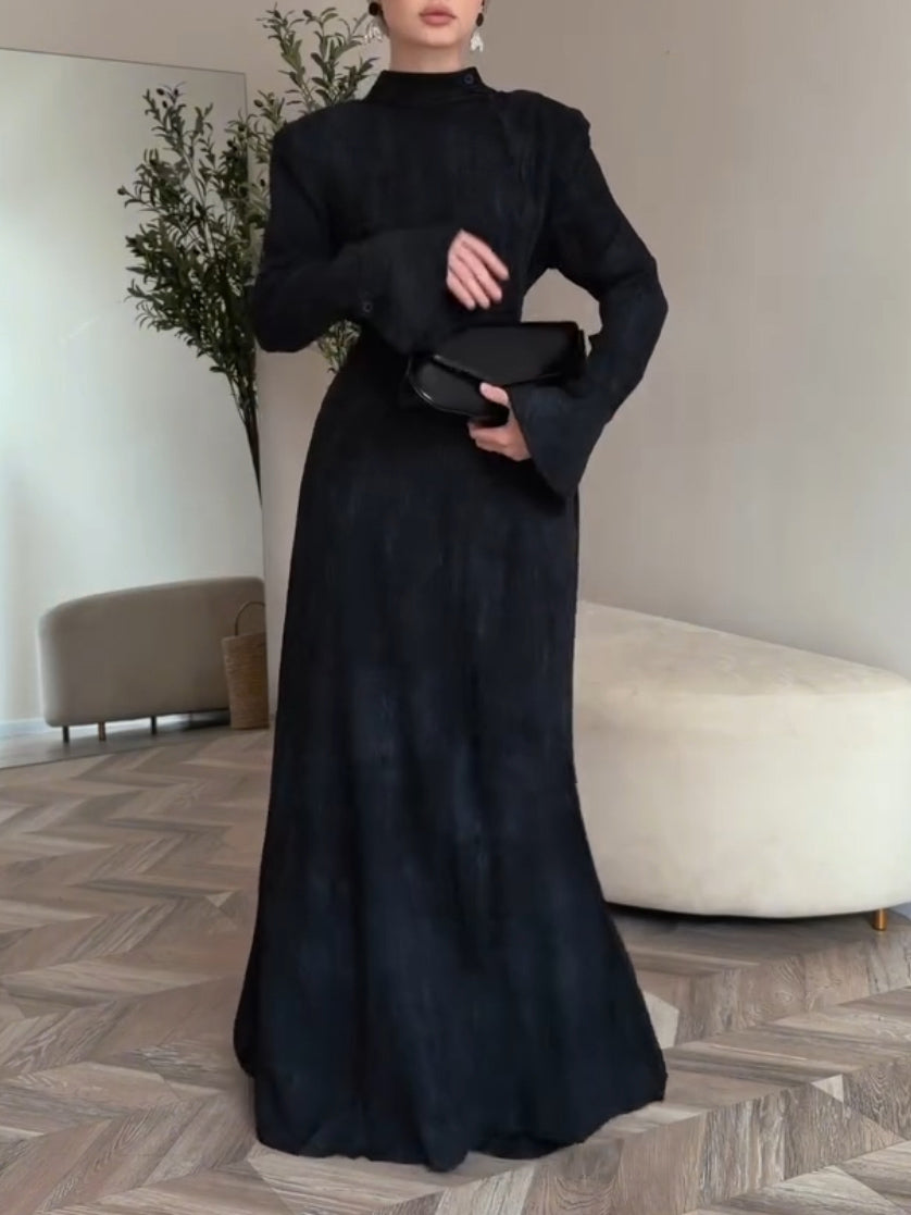 Elegant Stand Collar Long Sleeve Top & Pant Two-Piece Set