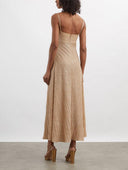 Sexy Shimmer Spaghetti Strap Pleated Midi Dress