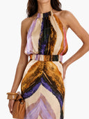 Elegant Abstract Print Tank Top And Maxi Skirt Set