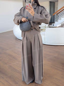 Minimalist Cropped Double-Breasted Tie-Waist Trench Coat Set