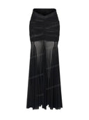 Elegant Sheer Cutout Bodysuit and Maxi Skirt Two Piece Set