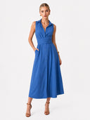 Unique Shirt Style Single-breasted Tie Midi Dress