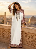 Elegant Bohemian Satin Floral Print Batwing Sleeve Maxi Dress