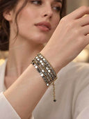 Layered Sequin Disc Statement Choker Necklace