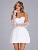 Elegant Pearl Strap Corset Mini Dress