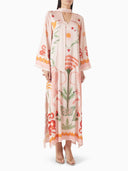 Azure Dream Printed Tie Neck Maxi Dress