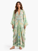 Unique Floral Print V Neck Oversized Midi Dress