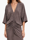 Casual Pleated Batwing Sleeve Maxi Dress