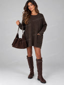 Oversized Pocket Knit Sweater Mini Dress