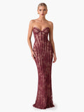 Elegant Strapless Lace Corset Maxi Dress
