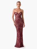 Elegant Strapless Lace Corset Maxi Dress