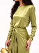 Elegant Draped Satin Maxi Dress