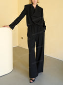 Modern Draped Cowl Neck Top & Wide Leg Pants Set