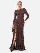 Elegant Ruched Twist Fringe Maxi Dress