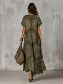 Casual Tribal Dot Print V-Neck Maxi Dress