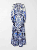 Elegant Porcelain Print Maxi Dress