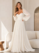 Bohemian Pleated Waist Puff Sleeve Chiffon Maxi Dress