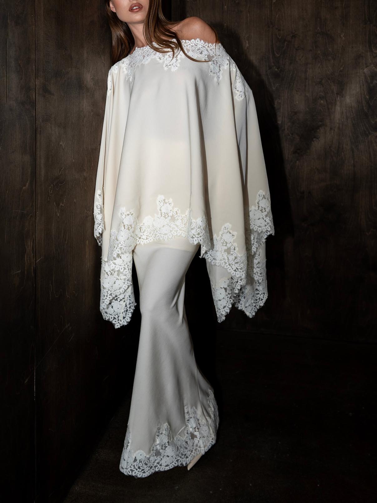 Elegant Satin Lace Shawl & Maxi Skirt Two-Piece Set