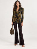 Paisley Print Velvet Double Breasted Blazer