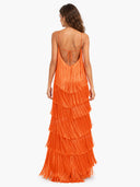 Elegant One-Shoulder Backless Tiered Fringe Maxi Dress