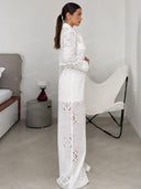 Elegant Eyelet Embroidered Wide-Leg Jumpsuit
