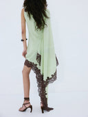 Elegant Asymmetric Lace Trim One Shoulder Maxi Dress