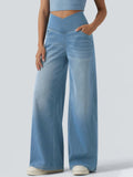 High-Waisted Stretch Denim Pants