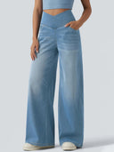 High-Waisted Stretch Denim Pants