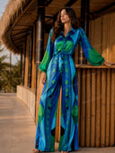 Exquisite Geometric Print Shirt & Wide-Leg Pants Two-Piece Set