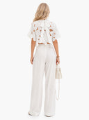 Exquisite Floral Lace Cutwork Crop Top & Wide-Leg Pants Two-Piece Set