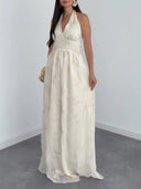 Exquisite Halter Neck Sequin Pattern Maxi Dress