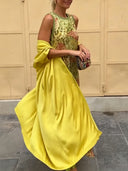 Elegant Abstract Floral Print Dress Two-Piece Set